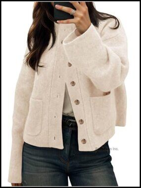 Women's Chunky Knit Cardigan Button Down Open Front Sweater with Pockets